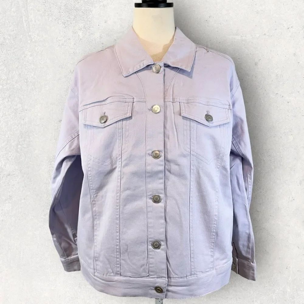 WVVY x HSN Lilac Jacket Purple Trucker Style Button Front NWOT Size M